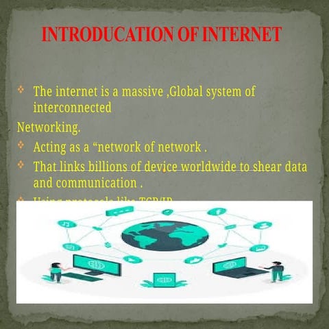 INTRODUCATION OF INTERNET for BCA BTECH, O LEVEL and MCA STUDENTS | PPTX