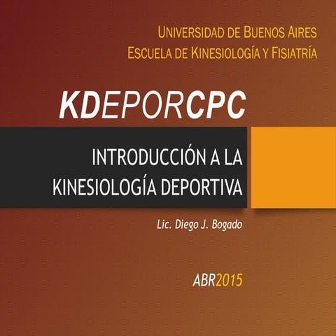 Introducción a la Kinesiología Deportiva