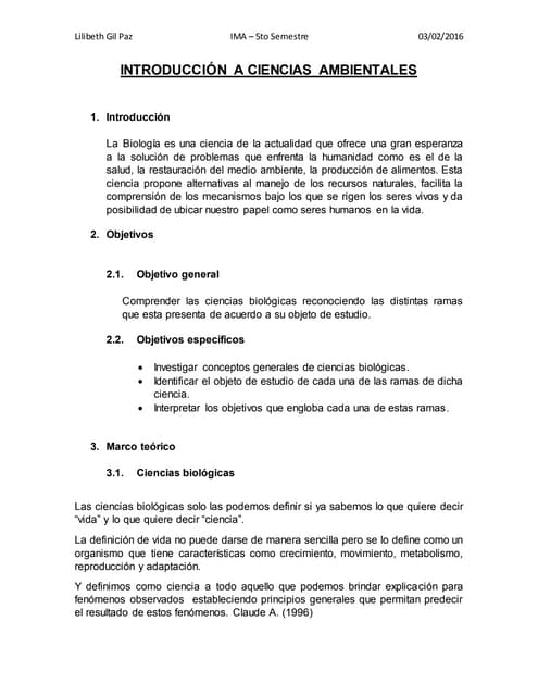 Introducción a ciencias ambientales