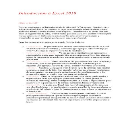 Introducción a excel 2010