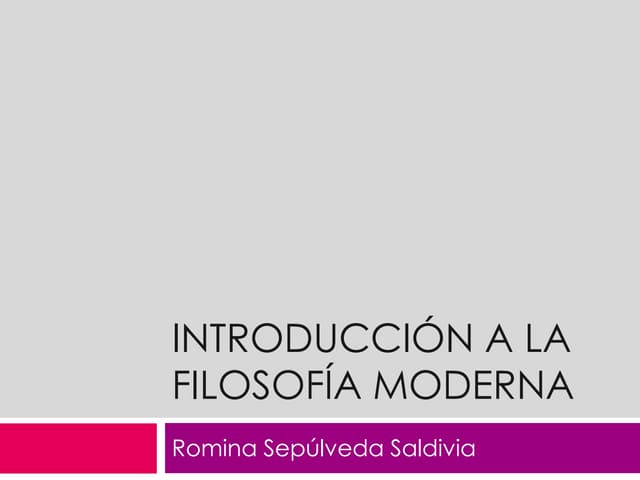 Introducción a la filosofía moderna