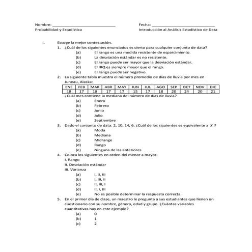 Examen - Introducción al Análisis Estadístico de Data