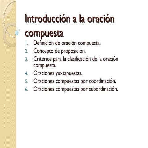 Introducción a la oración compuesta | PPT