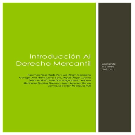 Introducción al derecho comercial - Leonardo Espinosa Quintero