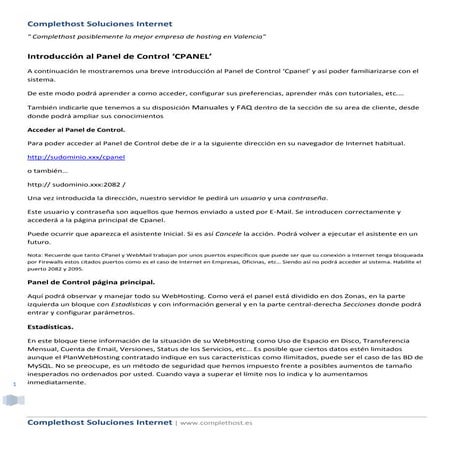 Introducción al panel de control