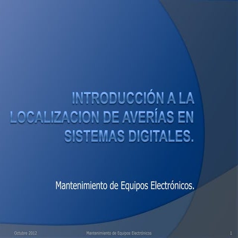Introducción en la localización de averías en sistemas digitales