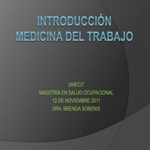  Introducción medicina del trabajo