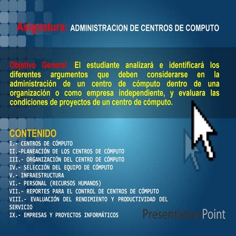 Introduccion Administracion De Un Centro De Computo | PPT