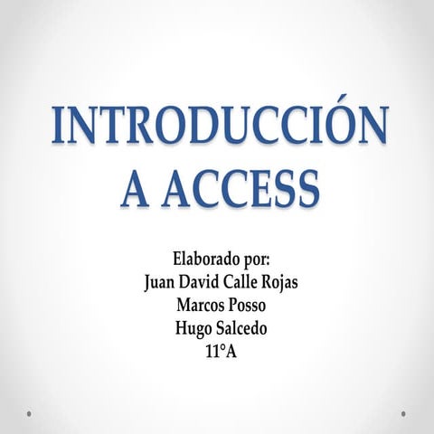 INTRODUCCION A ACCESS