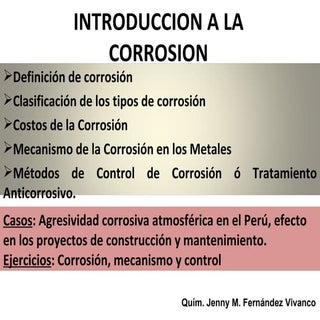 Introduccion a la corrosio nclass nº1