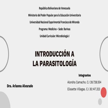 Introduccion a la parasitología. Tema 1 Unidad II.pptx
