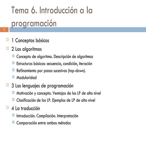 Tema 6 de introduccion a la programacion | PPT