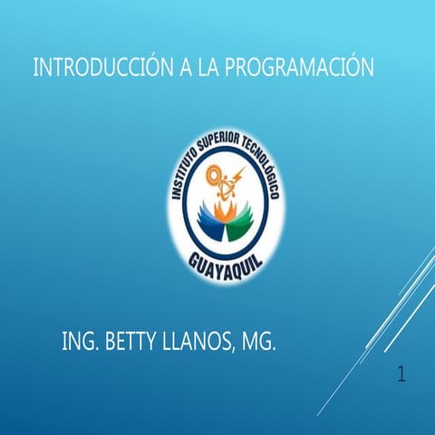 Introduccion a la programacion | PPTX