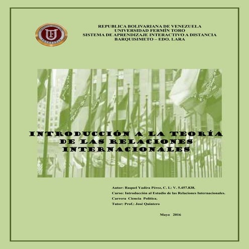 INTRODUCCIÓN A LA TEORÍA DE LAS RELACIONES INTERNACIONALES