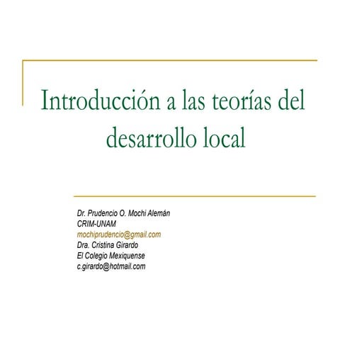 Introduccion A Las Teorias Del Desarrollo Local