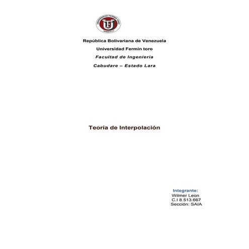 Introduccion a la teoria de interpolacion