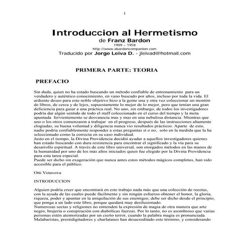 Introducción al Hermetismo.