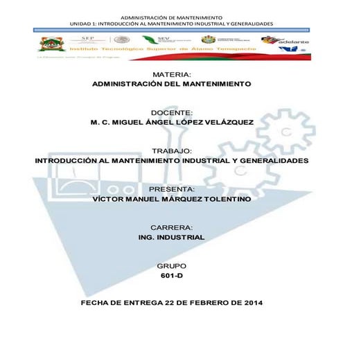 Introduccion al mantenimiento industrial