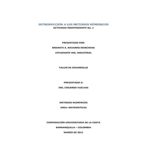 Introducción a los Métodos Numéricos