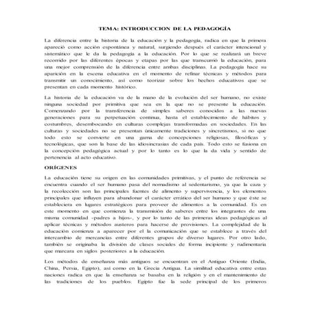 Introduccion  de la pedagogia
