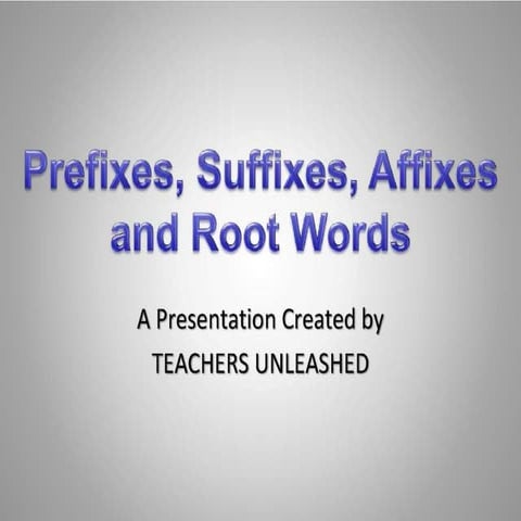 Introduce Prefix and Suffix (Affixes)