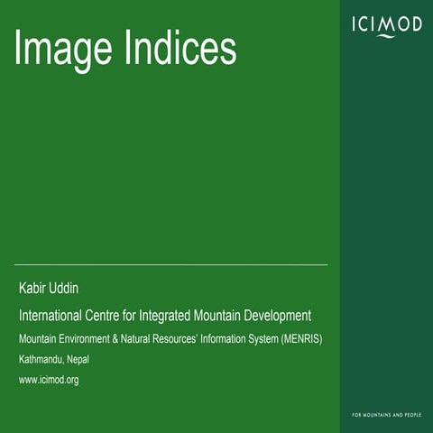 Introduce variable/ Indices using landsat image