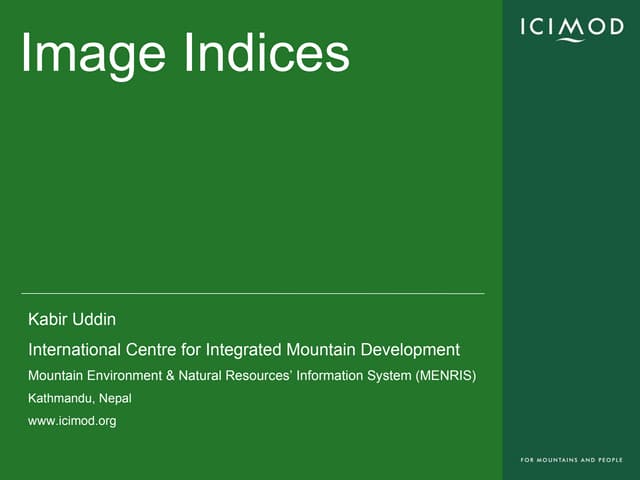 Introduce variable/ Indices using landsat image