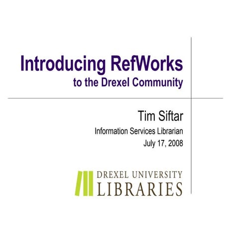 Introducing Refwork @ Drexel