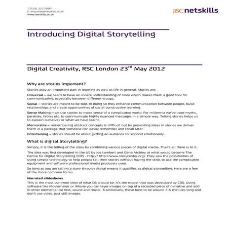 Introducing digital storytelling