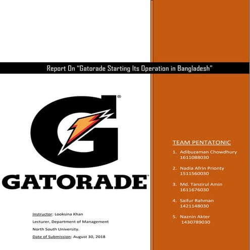 Introducing GATORADE in Bangladesh (Business Communications & Operations)