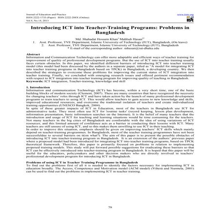 Introducing ict into teacher training programs-problems in bangladesh