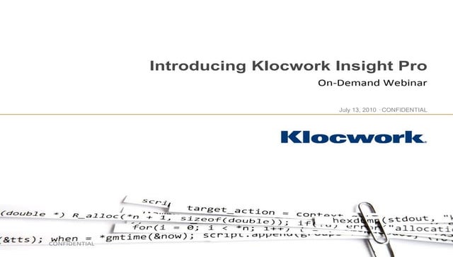 Introducing: Klocwork Insight Pro | November 2009