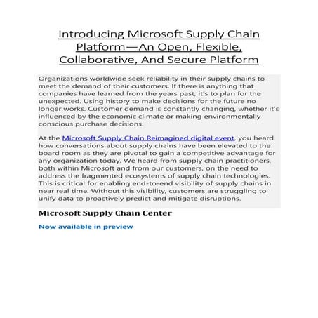 Introducing Microsoft Supply Chain Platform