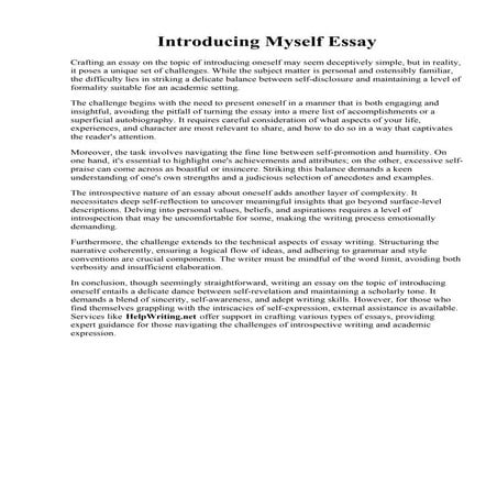 Introducing Myself Essay