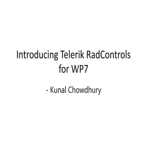 Introducing Telerik RAD Controls for WP7