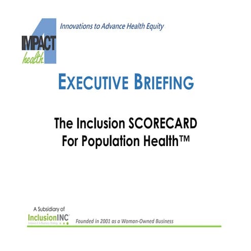 Introducing the Inclusion Scorecard for Population Health | PDF