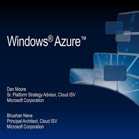 Introducing windows azure_sugar_con2010