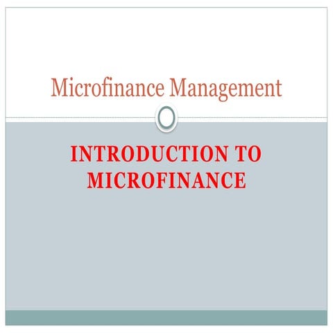 Introduciton To Microfinance Scope 5 Pptx