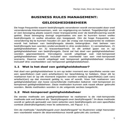 Business Rules Management: Geldigheidsbeheer