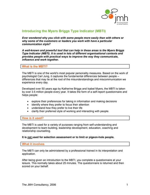 Introducting the mbti