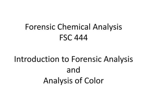 Chapter 1 forensic chemistry | PPTX