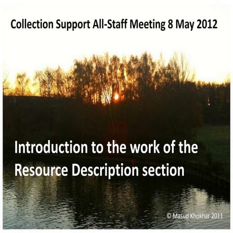 Alison Felstead, Head of resource description at University of oxford