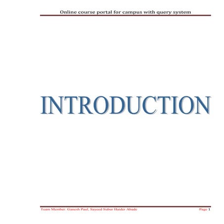 Online course portal for campus with query system