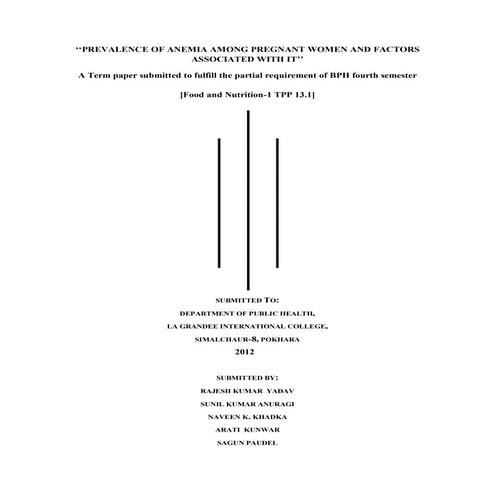 PREVALENCE OF ANEMIA AMONG PREGNANT WOMEN AND FACTORS ASSOCIATED WITH IT