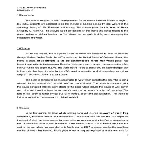 Introduction: Poem Analysis- Those Shoes