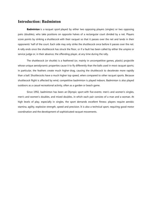 History of badminton | PPT