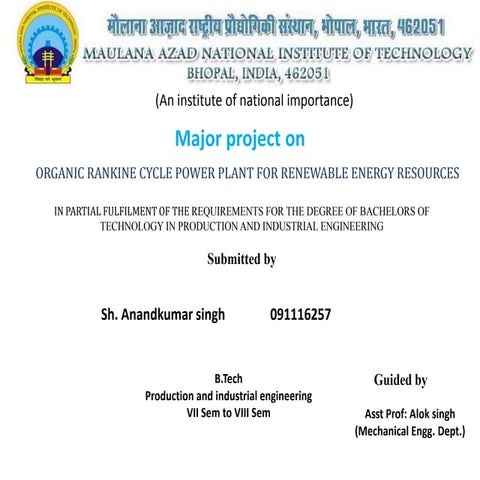 Organic Rankine cycle macro power plant 
