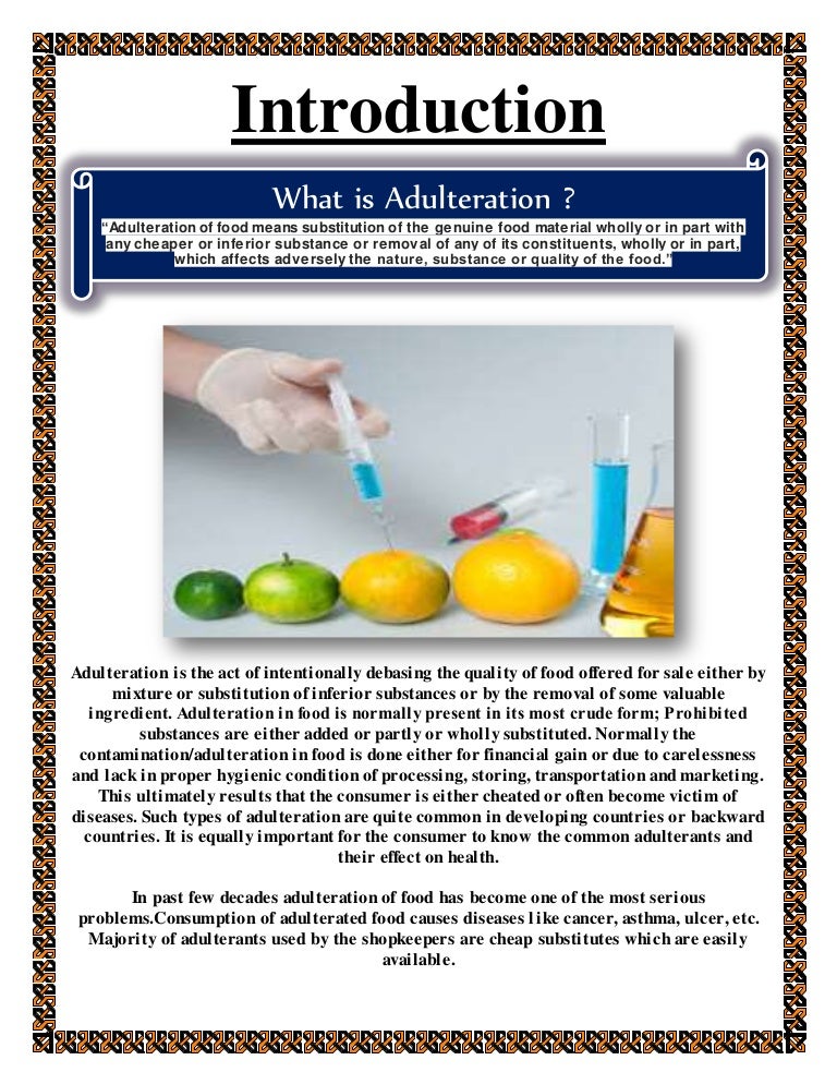 Adulteration of food