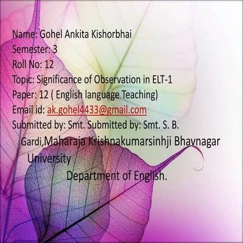 Signification of Observation in ELT-1.