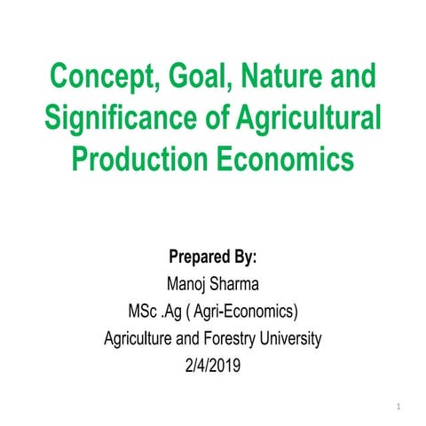 Agriculture Production Economics